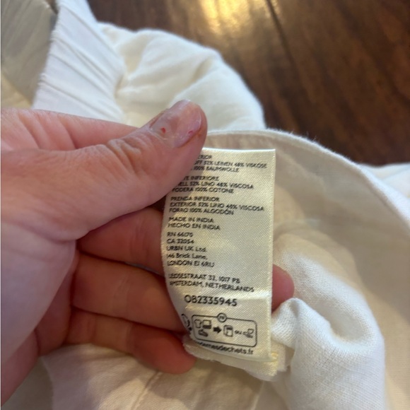 Free People Pull On High Rise Wide Leg Linen Blend Pant Size Large White - Picture 5 of 5